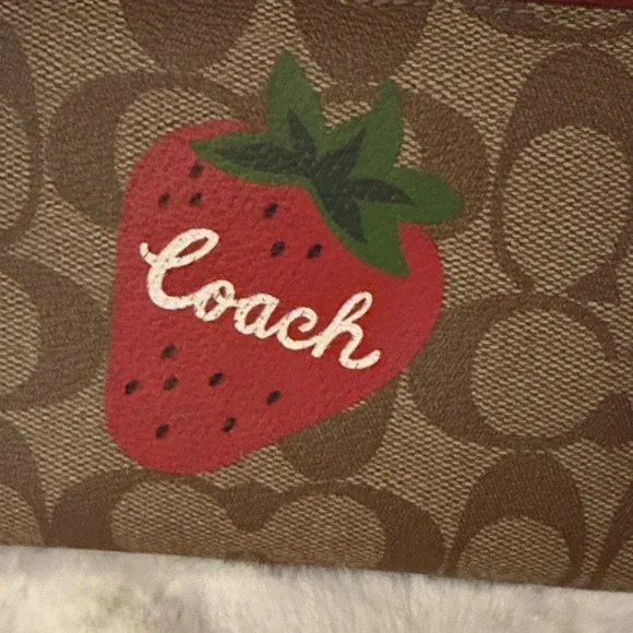 Coach Signature Brown and Red Strawberry Wallet - Picture 2 of 5